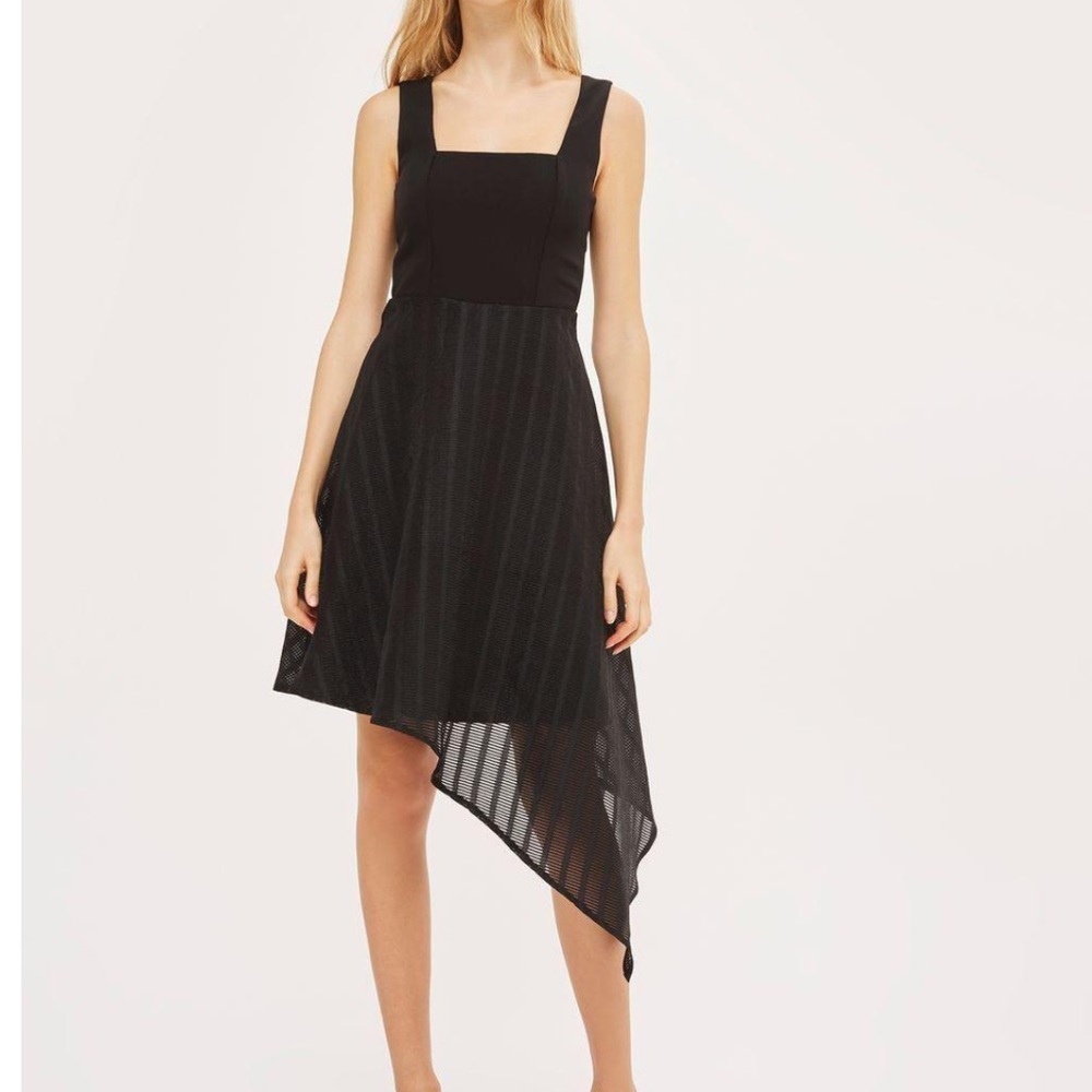 Asymmetrical hem prom black dress